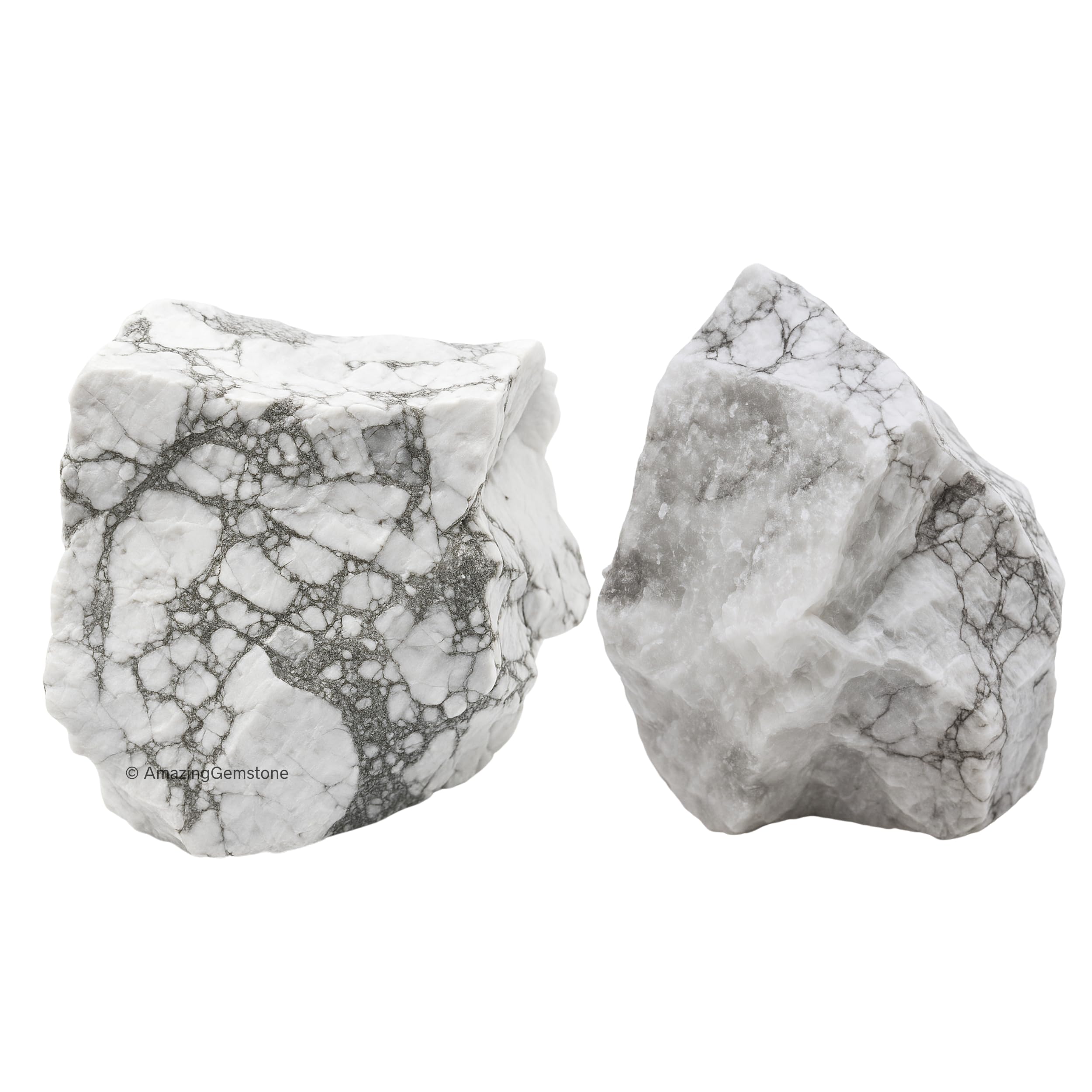 Howlite Crystals and Healing Stones, 2 Piece Raw | Certified Healing Crystal Rough Rocks For Tumbling and DIY Projects Gifts - Positive Energy, Chakra Healing, Meditation