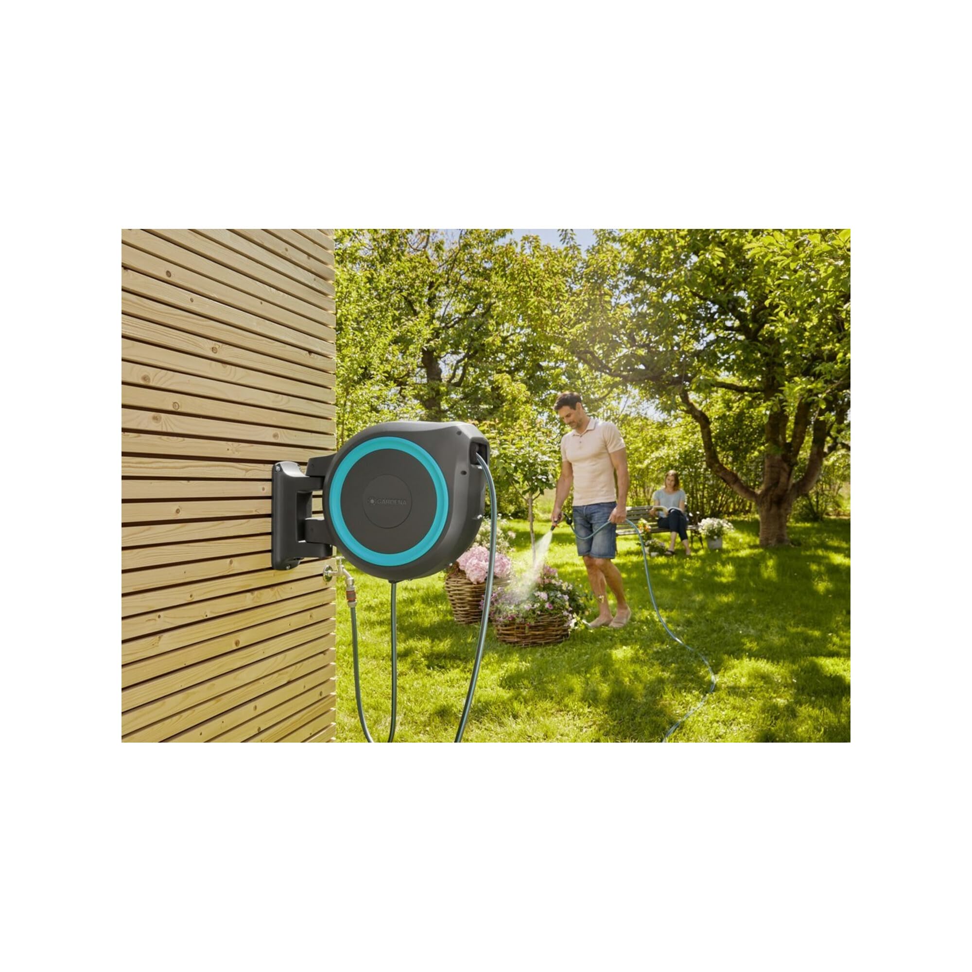 Gardena Wand-Schlauchbox türkis RollUp XL 35 m Multibrause 18313