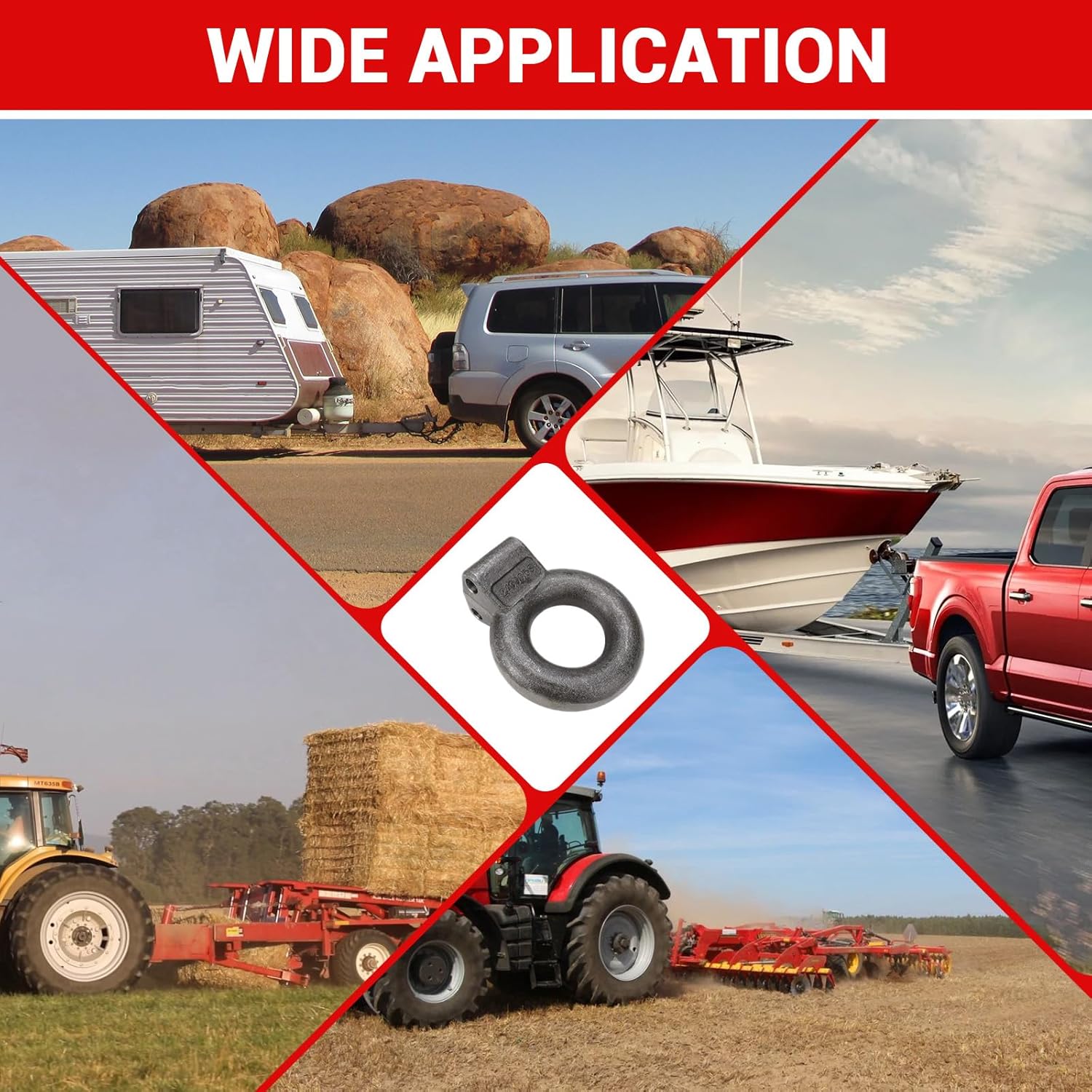 3 Inch Pintle Hitch Lunette Ring 24000Lbs Capacity Channel Bracket Required Compatible with Trailer