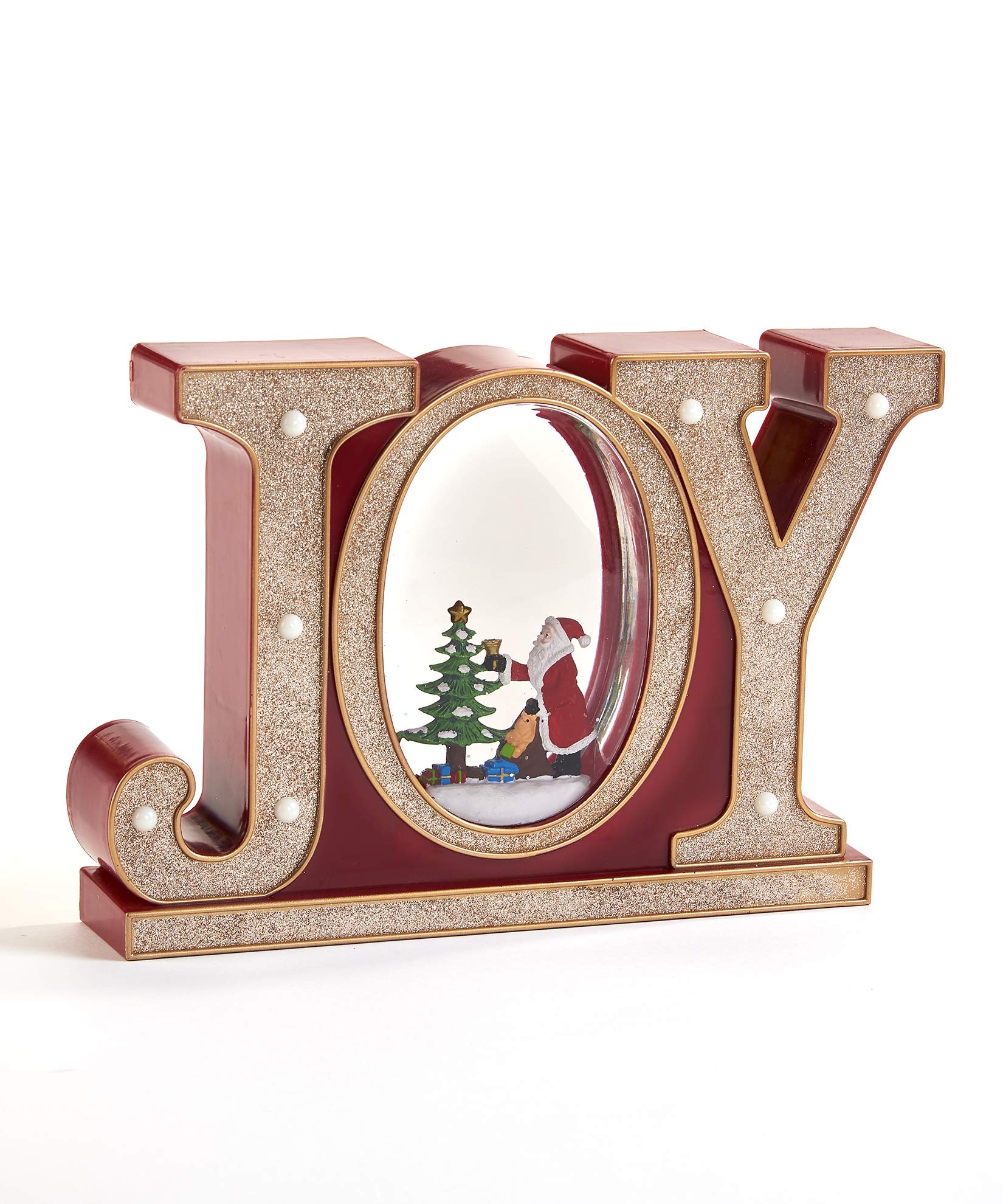 Giftcraft667559 LED Joy Water Lantern with Santa, 9.87-inch Length