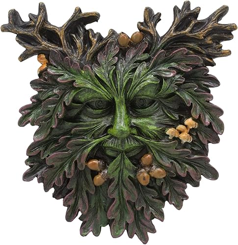 Ebros Nature Spirit God Autumn Euphoria Celtic Greenman Hanging Wall Decor Plaque 6" High Wiccan Tree Of Life Forest Shepherd Horned God Cernunnos