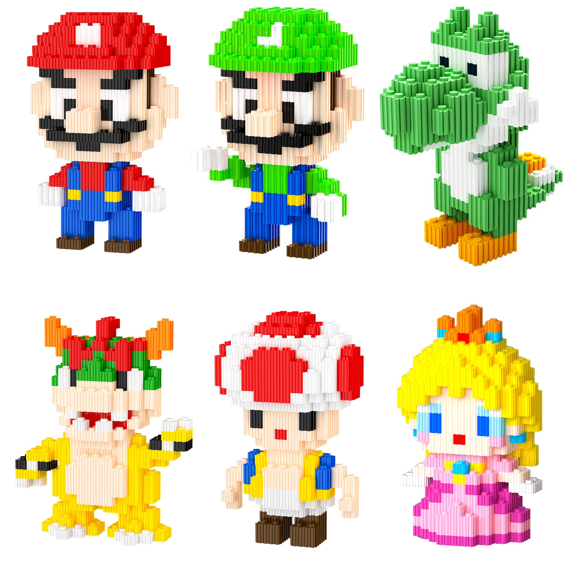 Building Blocks Figure Toys - 6 Packs 3D Anime Modle Puzzle Building Toys Sets Easter Gifts Party Favors for Kids and Fans