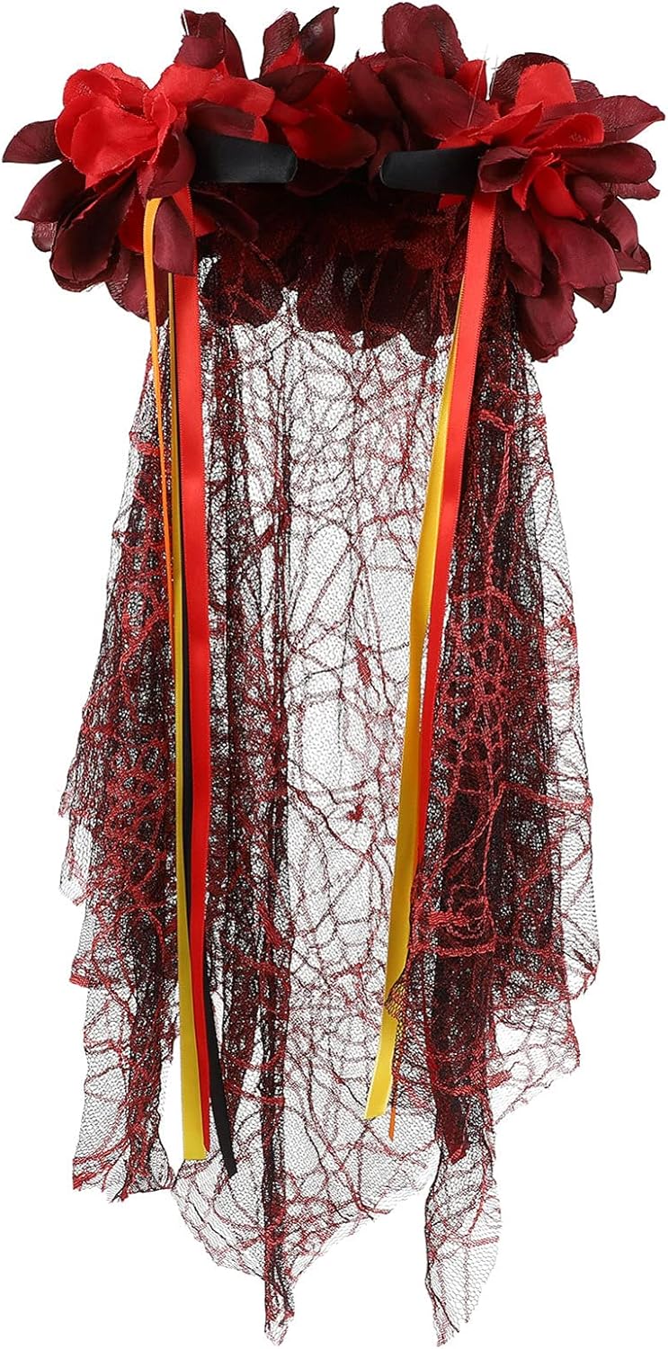 Bandeau Couronne De Fleurs Jour Des Morts Noir Orange Halloween Coco Crâne NEUF