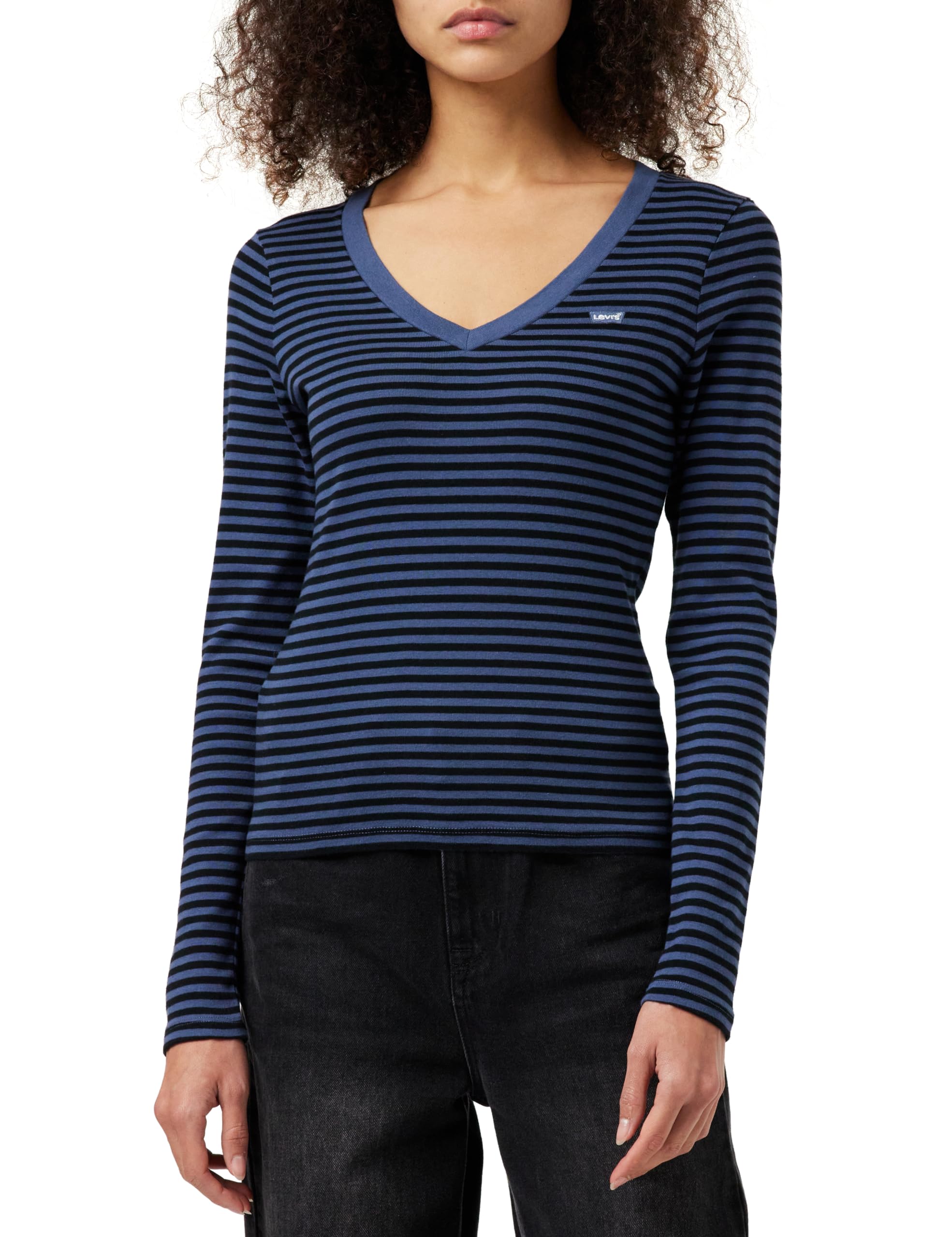 Levi's Long-Sleeve V-Neck Baby tee No gráficos para Mujer