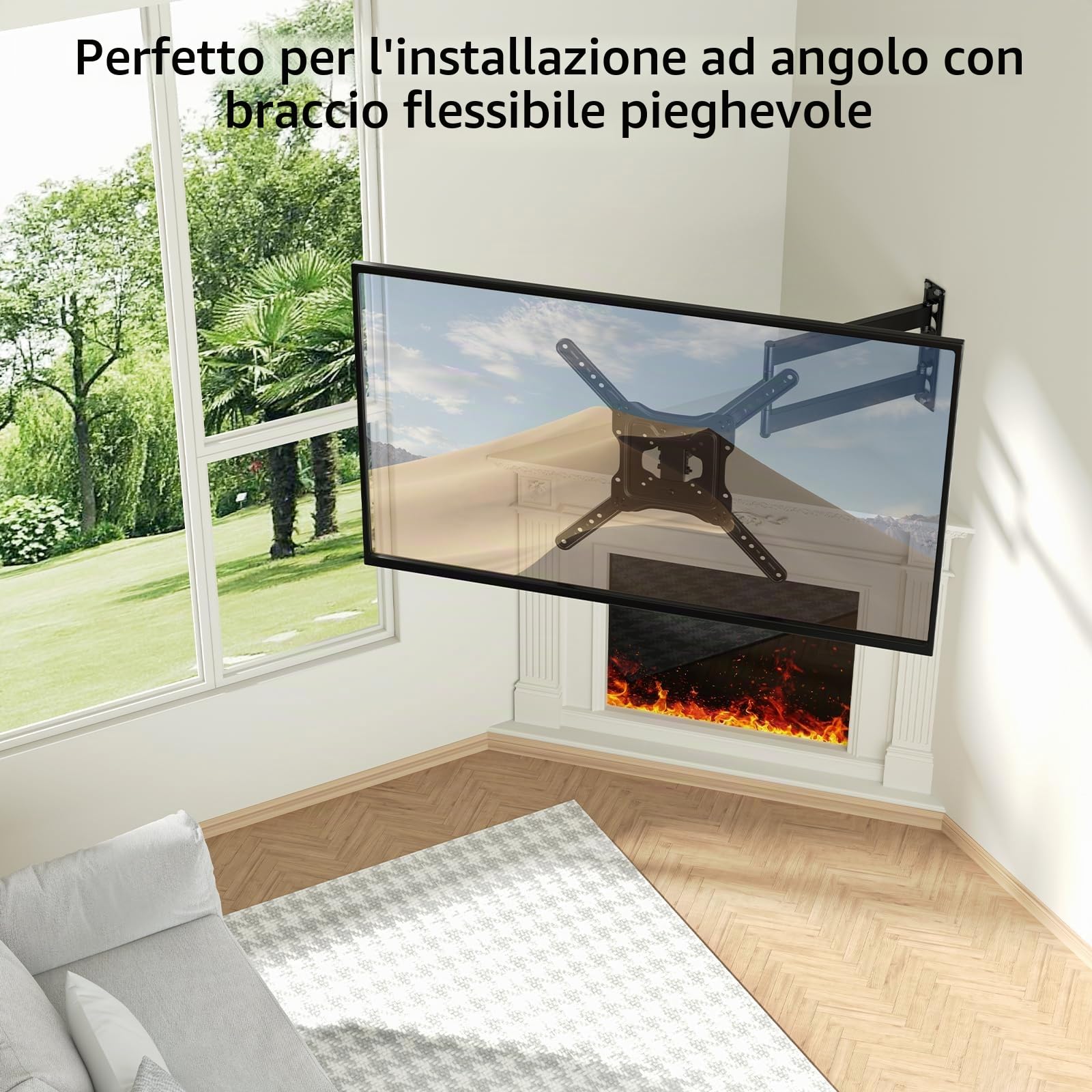 Supporto TV Parete con Braccio Extra Lungo 728mm per TV da 23-65 pollici, staffa TV angolare con supporto girevole e inclinabile a 180°, Max. VESA 400 x 400 mm, può reggere fino a 35KG