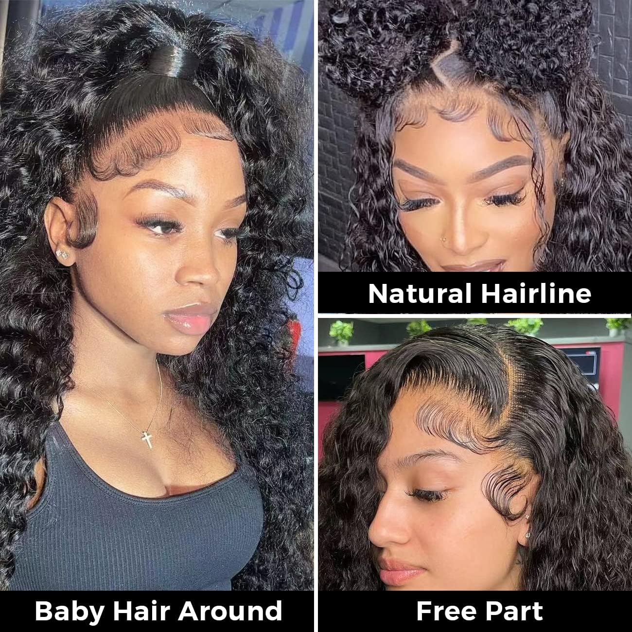 24 Inch Water Wave Human Hair Wig For Black Women,180% Density 12A Curly 13X4 HD Lace front wigs human hair pre plucked Wet And Wavy Natural Color - Image 3