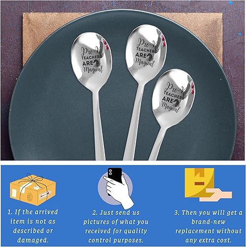 Miniatura 5 de pre k unicorn funny teacher are magical Spoon Engraved Stainless Steel 3Pcs