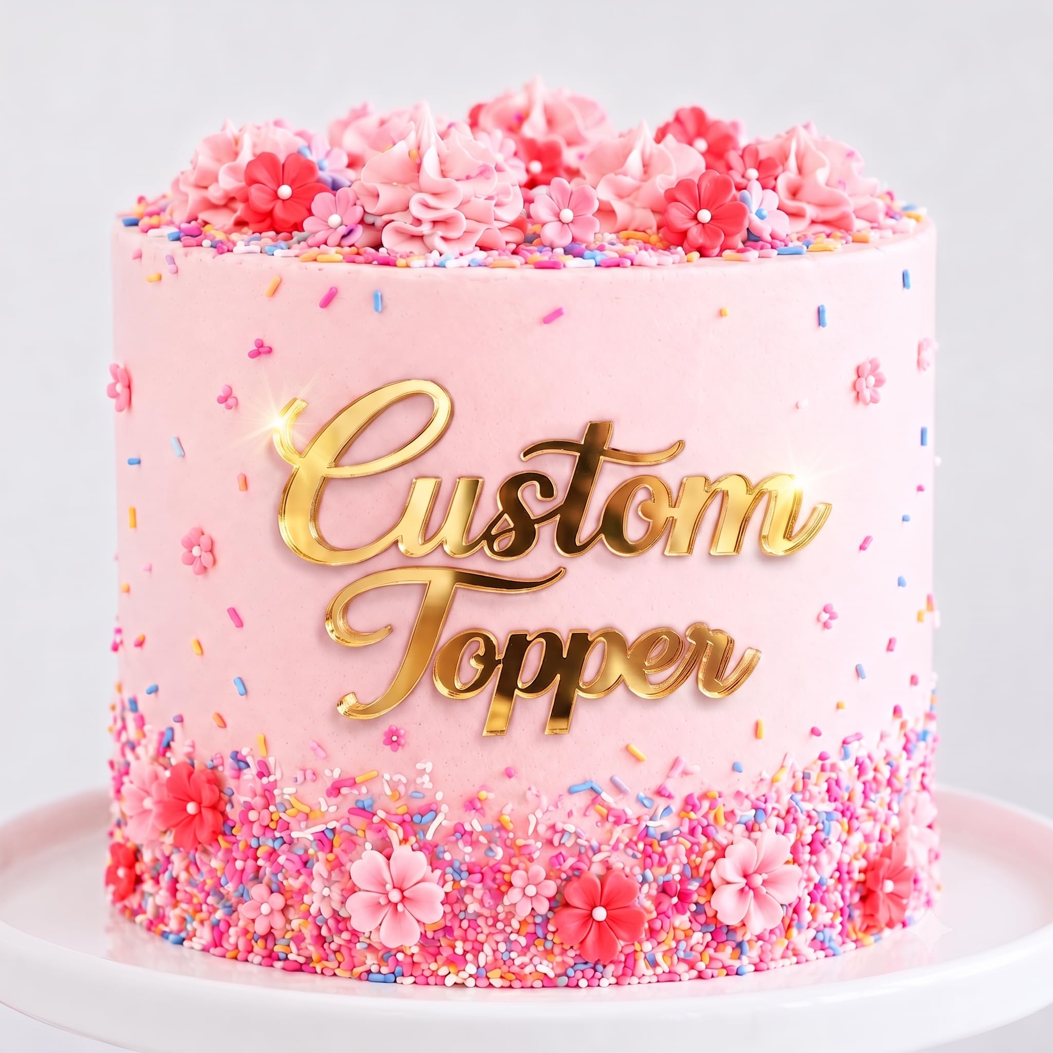 EKAM Personalised Acrylic Cake Topper, Personalised Name Acrylic Cake Topper for Birthday, Wedding, Anniversary & Celebration Cakes – Happy Birthday Cake Decoration & Charms