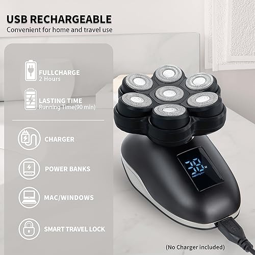 Miniatura 6 de Afeitadoras magnéticas de cabeza 2025 para hombres calvos, maquinilla de afeitar eléctrica para hombres, afeitado para hombre con recortadora de