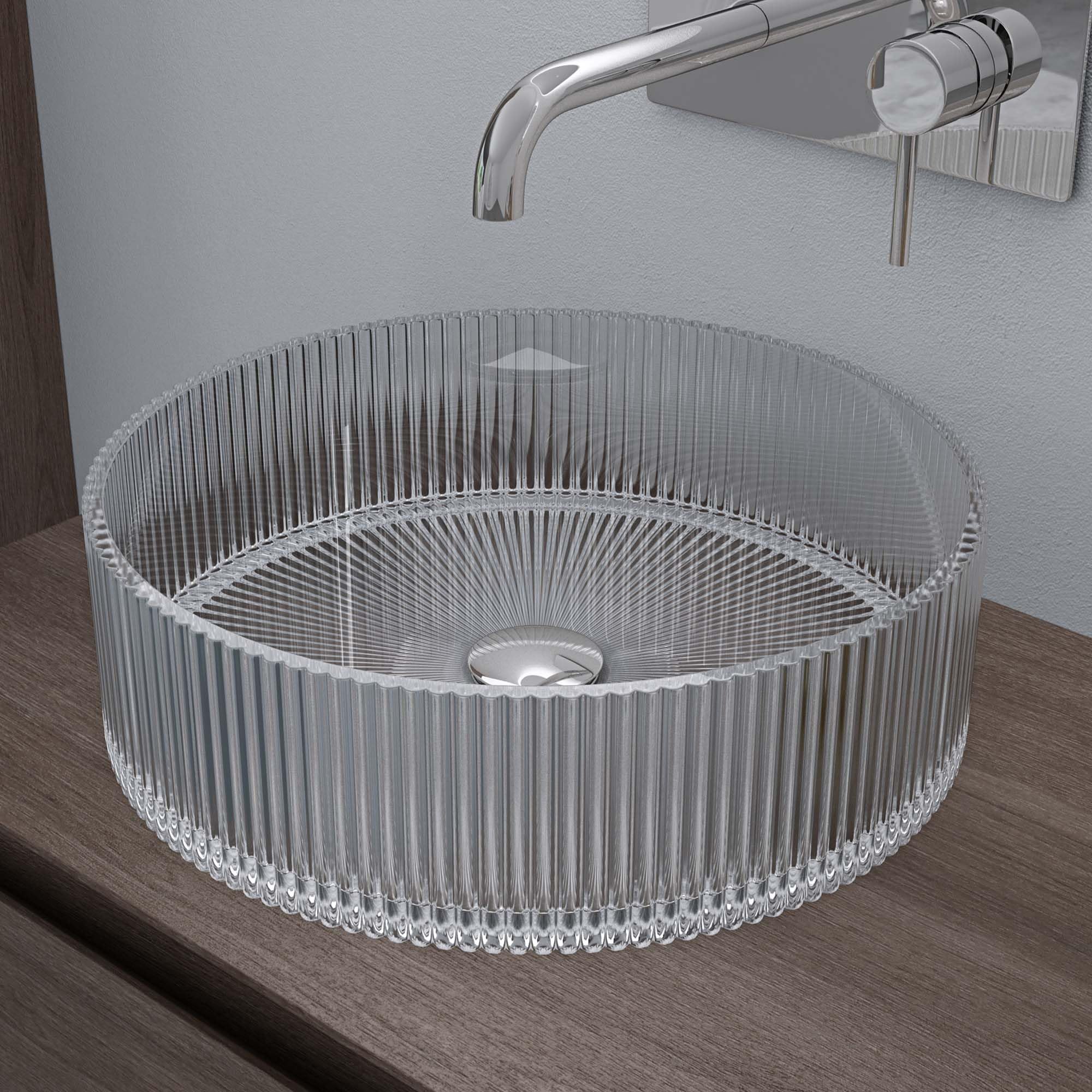 doporro Vasque à Poser Lavabo en Verre Petit Lave Mains Rond 40x40x12cm | Verre, pour Salle de Bain et WC, Minerva01