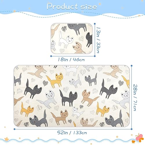Miniatura 2 de Cute Cats Crib Mattress Protector Mini Crib Mattres Pad Cover Cooling Mattress Topper Ice Silk Cooling Pad & Pillow Play Mat Washable & Breathable