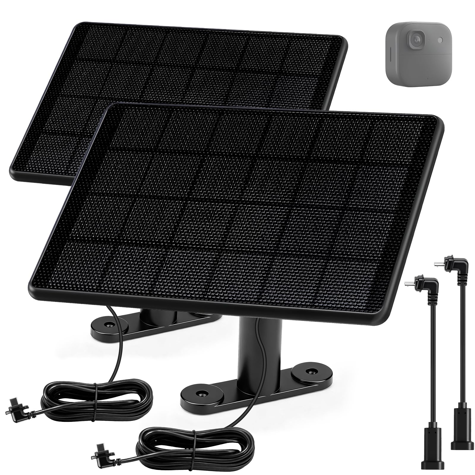 6W Solar Panel for Blink Camera, Solar Charger Compatible with Blink Outdoor 4(4th Gen)/(3rd Gen) XT3/XT2/XT Camera, with USB-C to Micro USB Port Adapter, IP66 Waterproof, 9.8ft Cable(2 Pack)