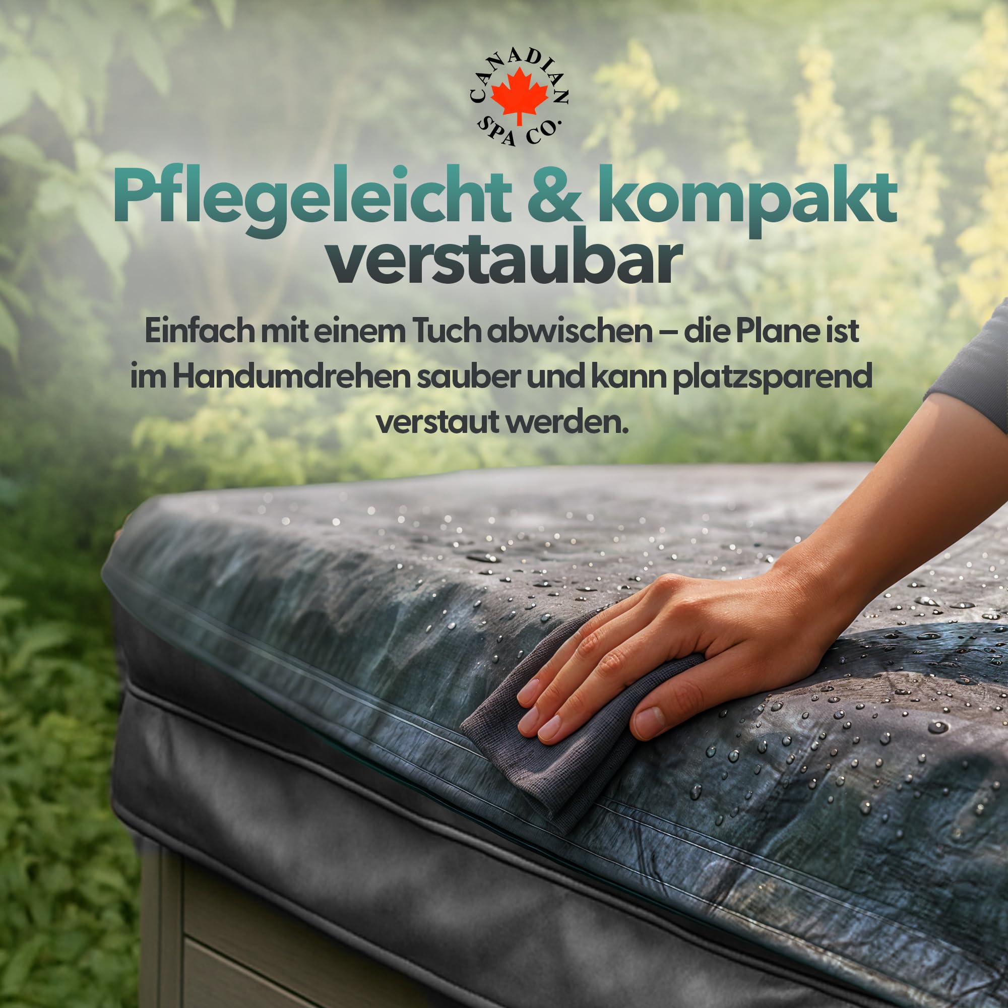 CANADIAN SPA CO. Cover Guard, Schutzplane für Isolierabdeckungen, 2,43 x 2,43 x 0,3 m, Schutzabdeckung aus gewebtem Polyethylen, Schutz vor UV-Strahlen, Wind und Wetter