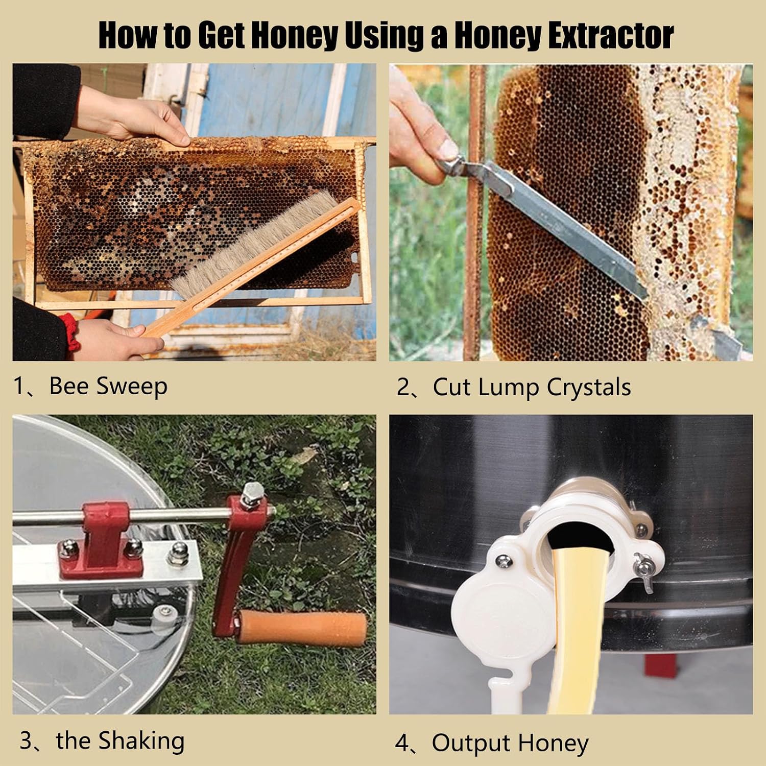 Honey Extractor 2 Frames, 304 Stainless Steel Honey Centrifuge Extractor, Honey Extractor with Transparent Lid and Stainless Steel Bracket, for Apiaries and Family Use,2 Frame
