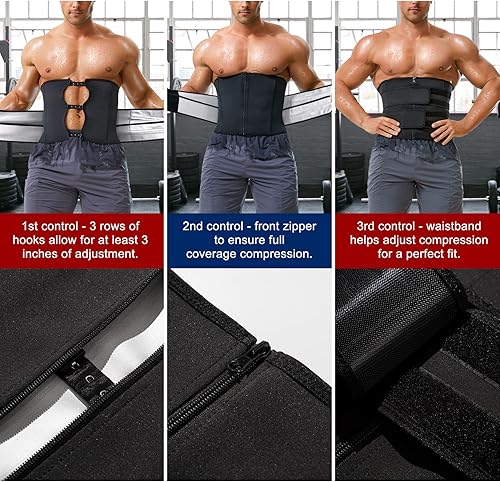 Miniatura 2 de MOLUTAN Cinturón reductor de cintura para hombre, banda de sudor, control de abdomen, trajes de sauna para adelgazar, soporte deportivo