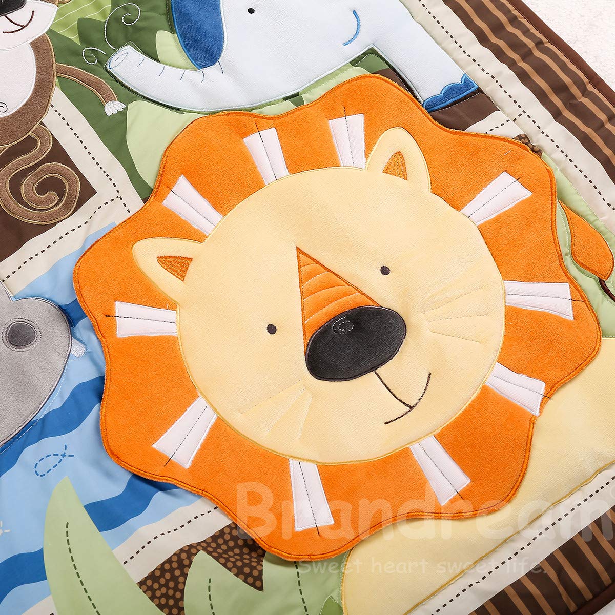 Brandream Juego de ropa de cama para niños, elefante, león, selva, ropa de cama con apilador de pañales, animales 3D, 4 piezas