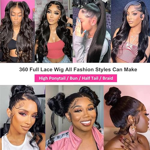 Miniatura 6 de catti Body Wave 360 Lace Front Wigs Human Hair 360 Full Lace Frontal Wigs Human Hair Pre Plucked with Baby Hair Brazilian Virgin Hair Body Wave