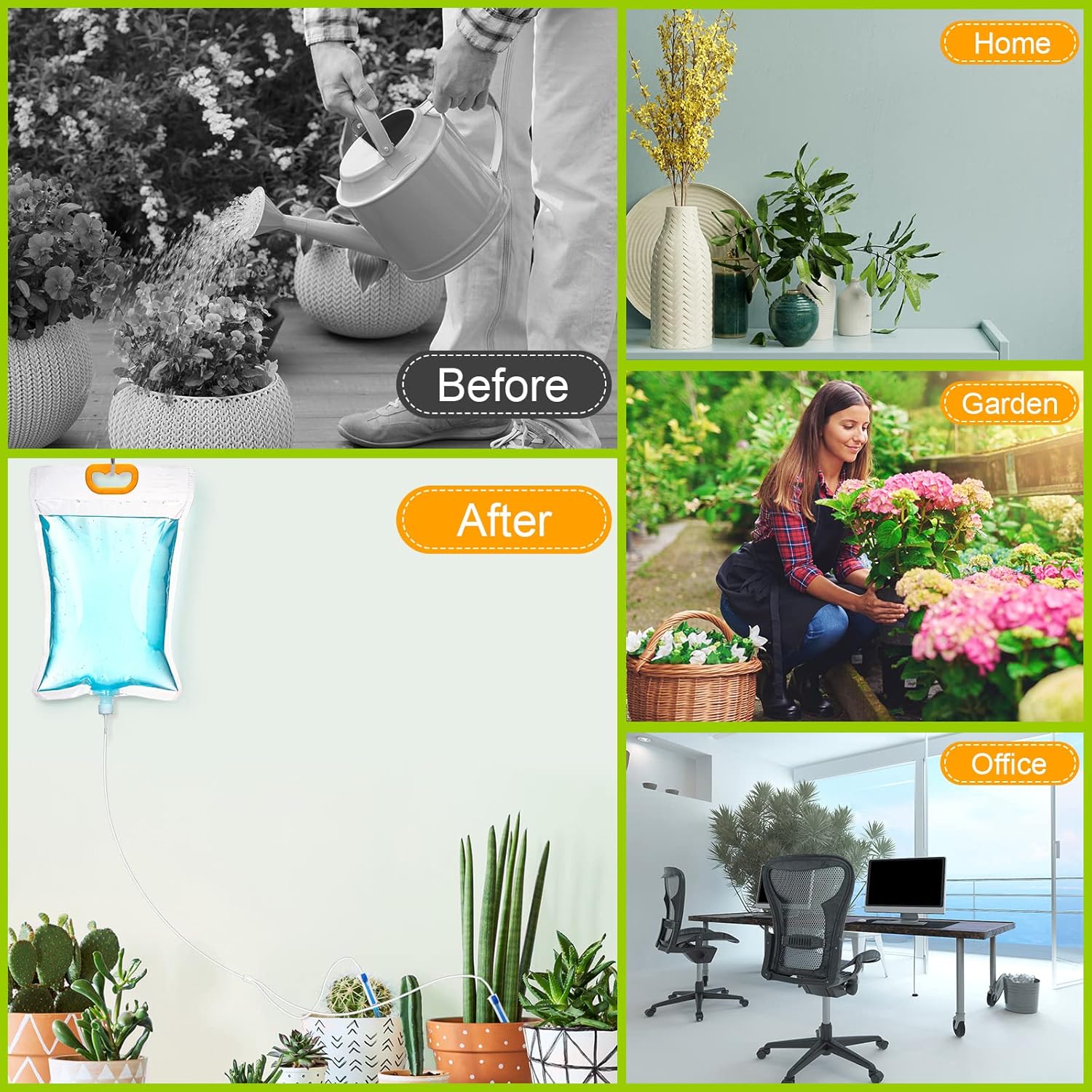 Plant Water Bag Automatic Plant Watering Drip Irrigation Kit with 3.5 L Water Bag and Adjustable Control Valve Switch Automatic Drip Irrigation Kits for Indoor Outdoor Garden(14 Pieces)