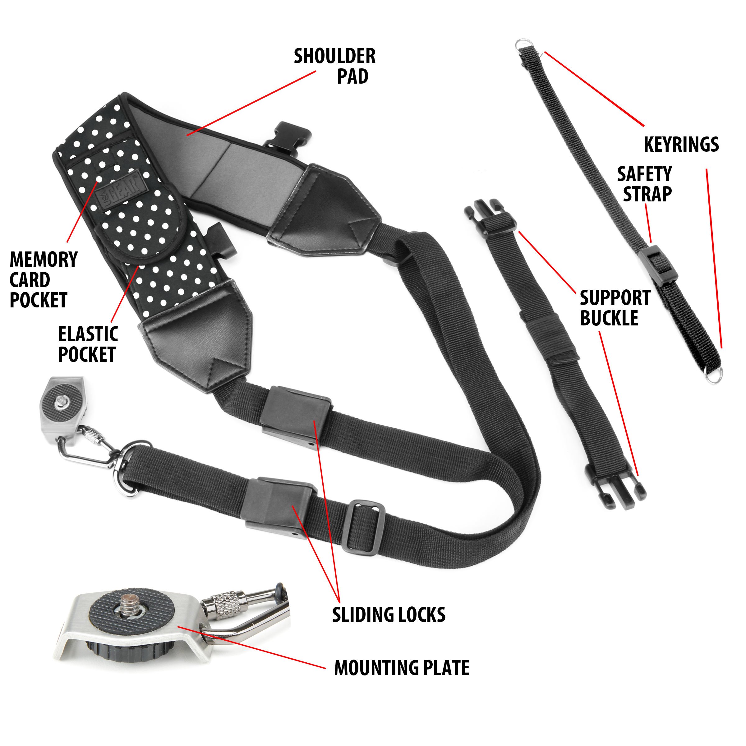 USA Gear Correa Para El Hombro De La Eslinga De La Cámara Con Neopreno Ajustable, Correa De Seguridad, Hebilla De Liberación Rápida - Compatible Con Cámaras Canon, Nikon, Sony Y Más