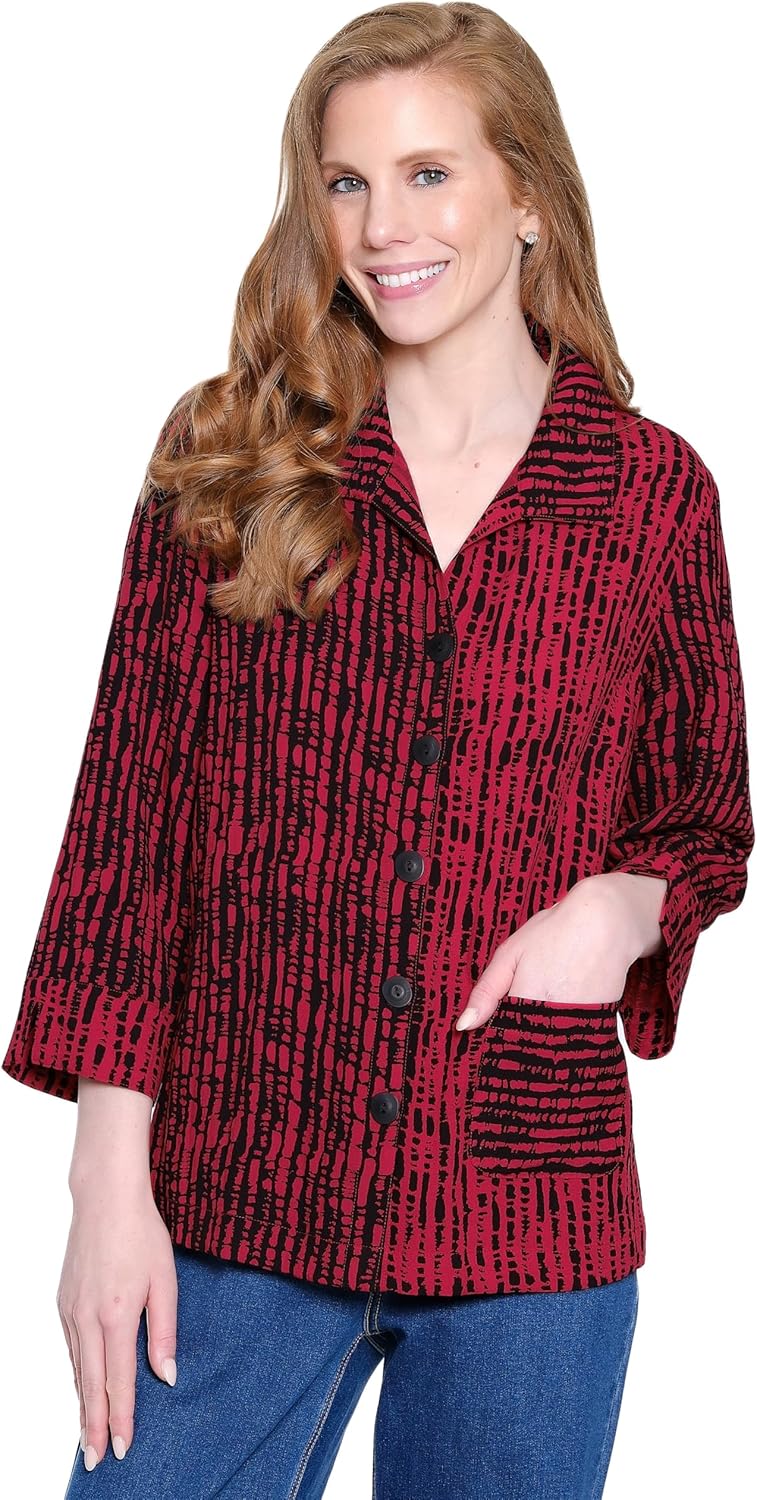 Ali Miles Womens Woven Button Front Blouse for Women
