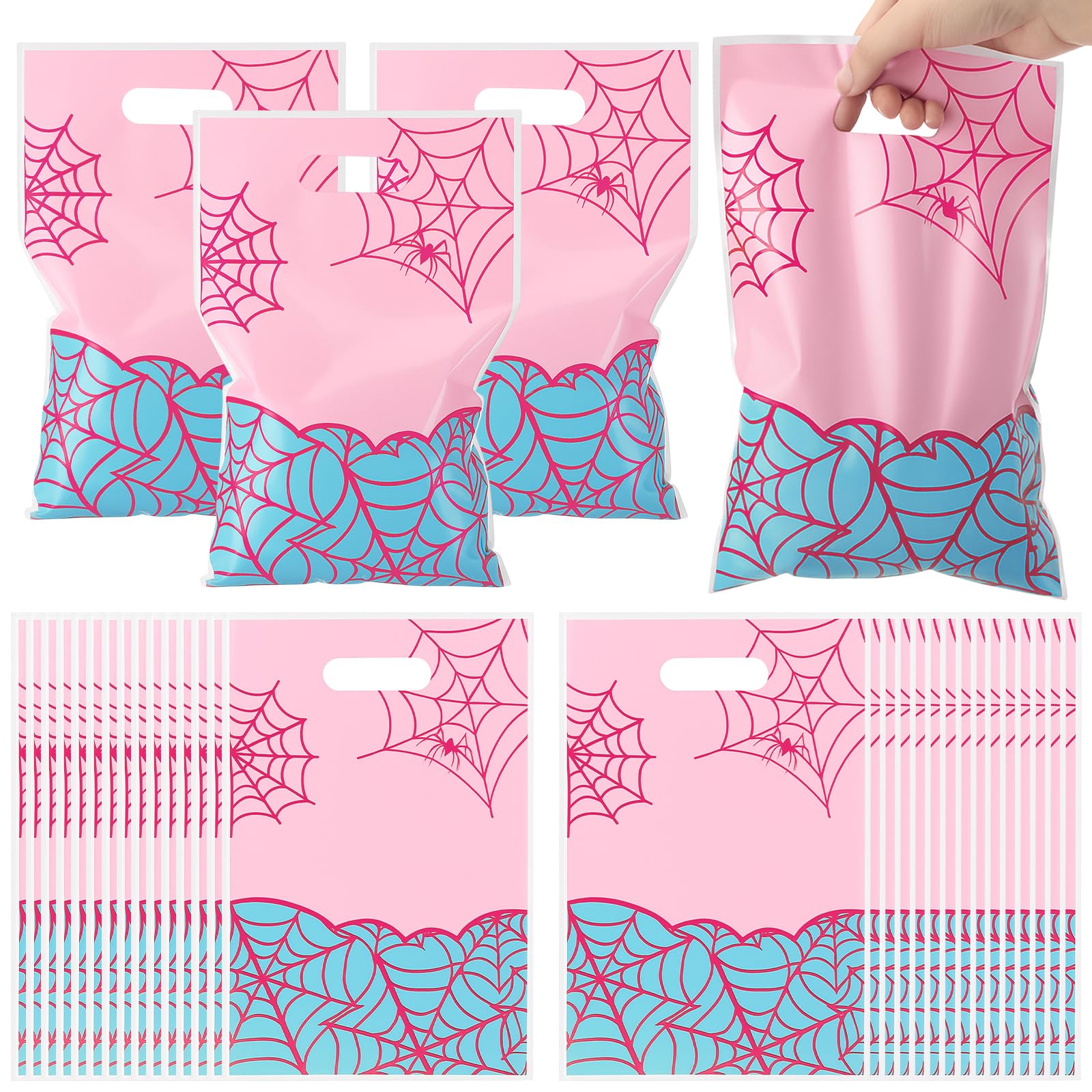 Eccliy 30 Pcs Pink Spider Birthday Party Favors Bags Cartoon Goody Candy Gift Bags for Spider Theme Party Decorations Supplies โ image 1