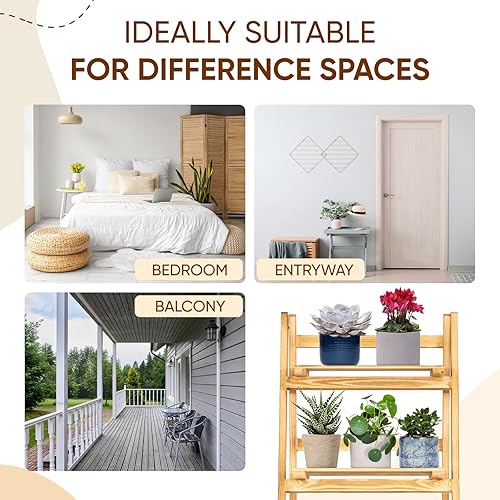 Miniatura 4 de IDZO Estante de escalera de madera de 4 niveles de 44 pulgadas, estantería de escalera, estantes de almacenamiento, estante para oficina y hogar, 44