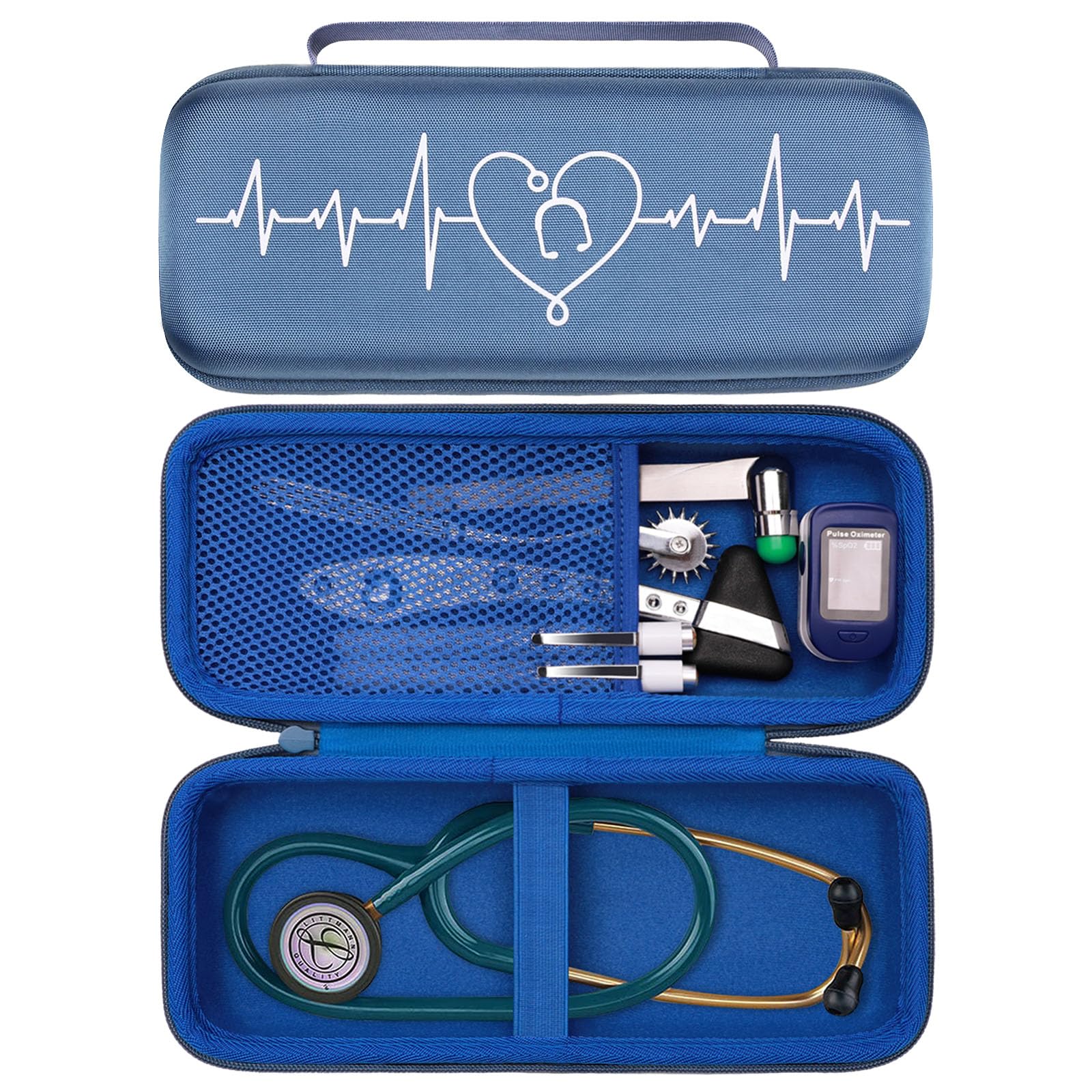 LTGEM Stethoscope Case for 3M Littmann Cardiology III,II,IV,3M Littmann Master Cardiology/MDF MDOne Stainless Steel Stethoscope Nurse Accessories and Medical Equipment (Blue Outer+Dark Blue Inner)