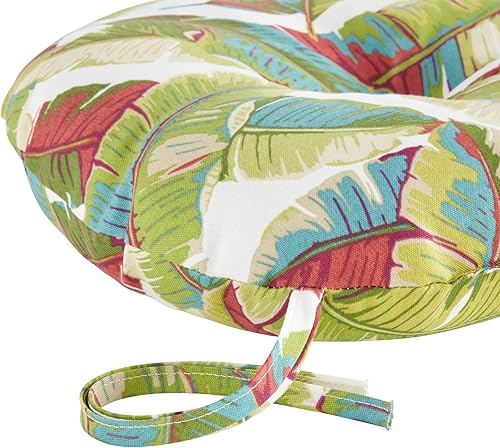 Miniatura 3 de South Pine Porch Cojín redondo para silla bistró de 15 pulgadas, para exteriores, juego de 2, hojas de palmera multicolor