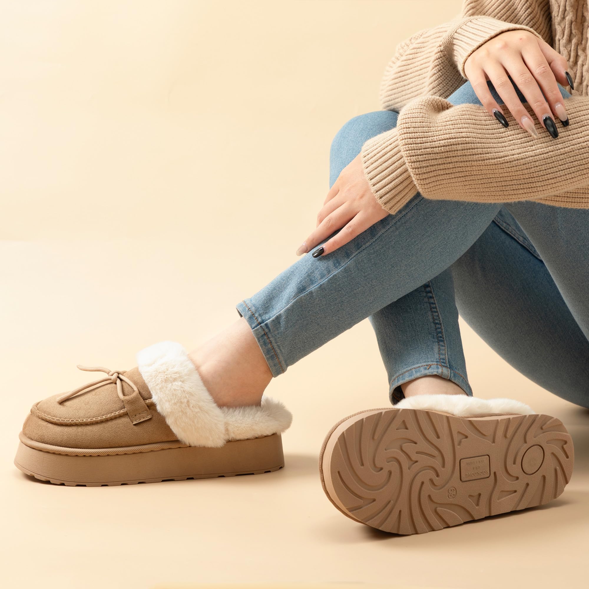 RockDove Pantofole da donna in microsuede con piattaforma in memory foam con suola interna/esterna