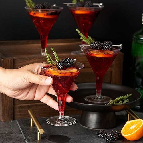 Miniatura 6 de MATANA 48 vasos de cóctel de Martini de plástico de alta calidad, 7 onzas, elegantes, resistentes y reutilizables, Manhattan, Margarita,