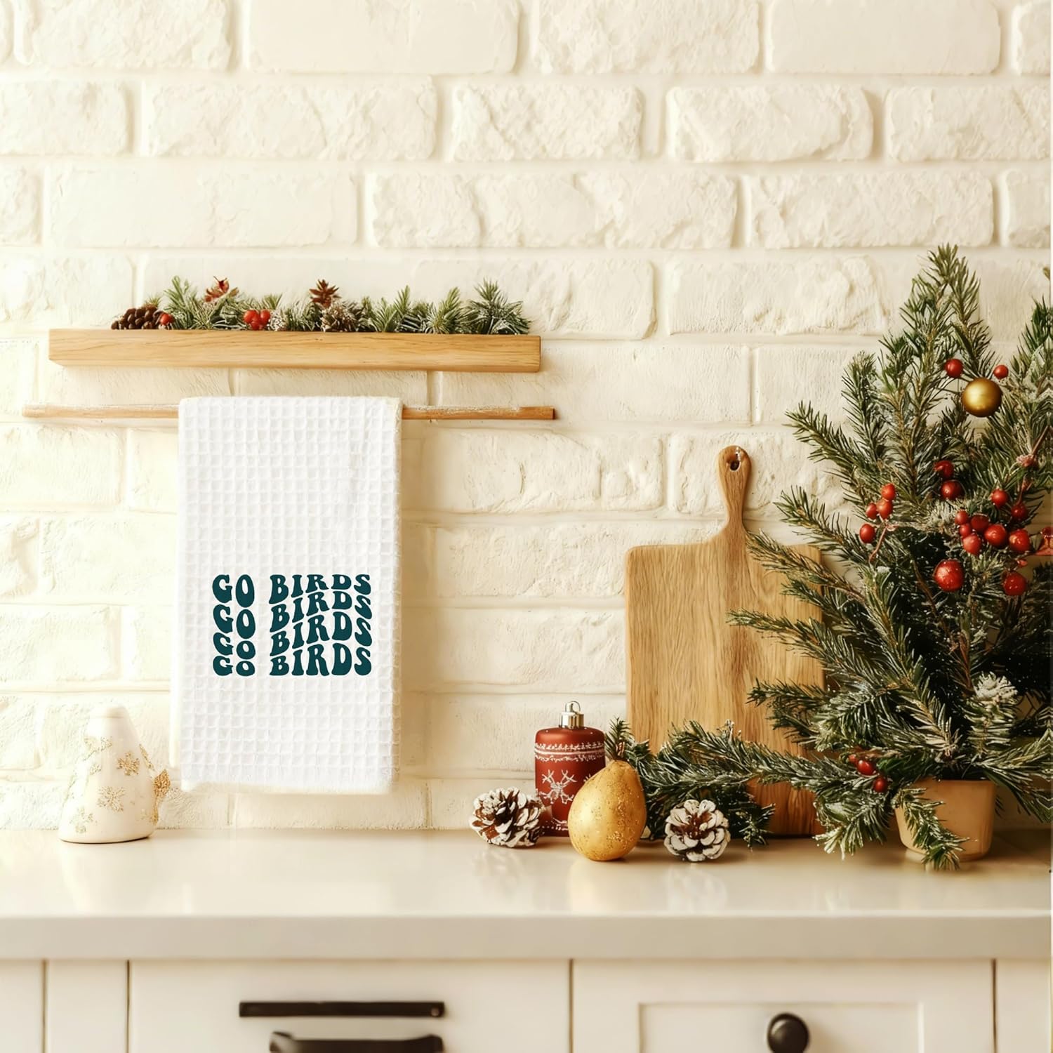 Trendy Groovy Go Birds Football Kitchen Towels, Football Lover Player Fan Gifts Decorative Hand Tea Towels for Bathroom, Sport Fan Gifts Dish Towel Dishcloth, 16x24 Inch - Image 2