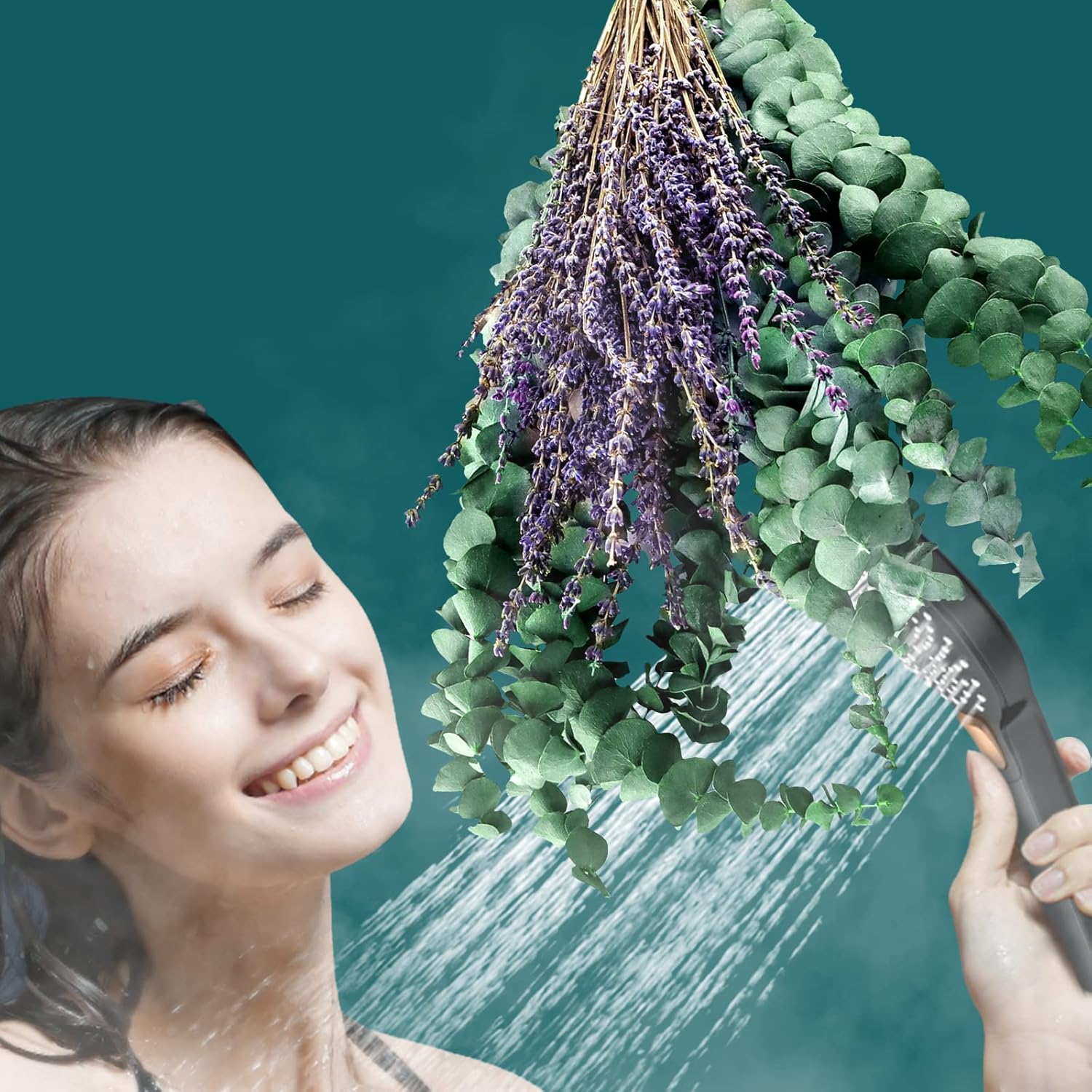 Amazon.co.jp 乾燥ユーカリの茎とラベンダーミックスシャワーバンドル 天然の本物の新鮮なユーカリ植物 シャワースパ/ホーム