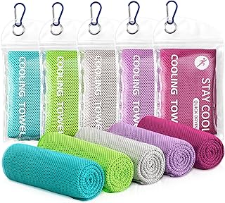 Ymomode Cooling Towels - 5 Pack Gym Towels, Gym Towel for Working Out, Yoga Towel, Quick Dry Towel for Running, Camping, F...