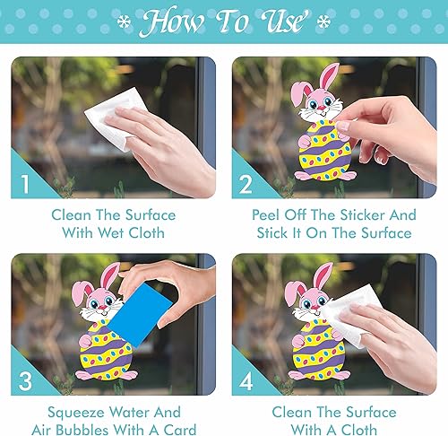 Miniatura 7 de 510 calcomanías para ventana de conejo de Pascua, impresión de doble cara, decoración de juego de caza de huevos, sin residuos, suministros de