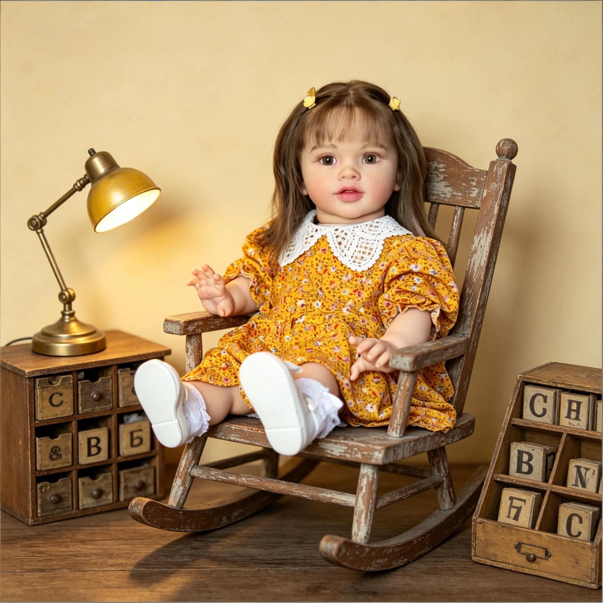 Reborn Puppen Mädchen Pippa 66 cm Große Größe Realistische Reborn Kleinkind Puppe, Echtes Leben Babypuppe Weicher Stoffkörper, Lebhafte Kleinkindpuppen Mit Langem Haar