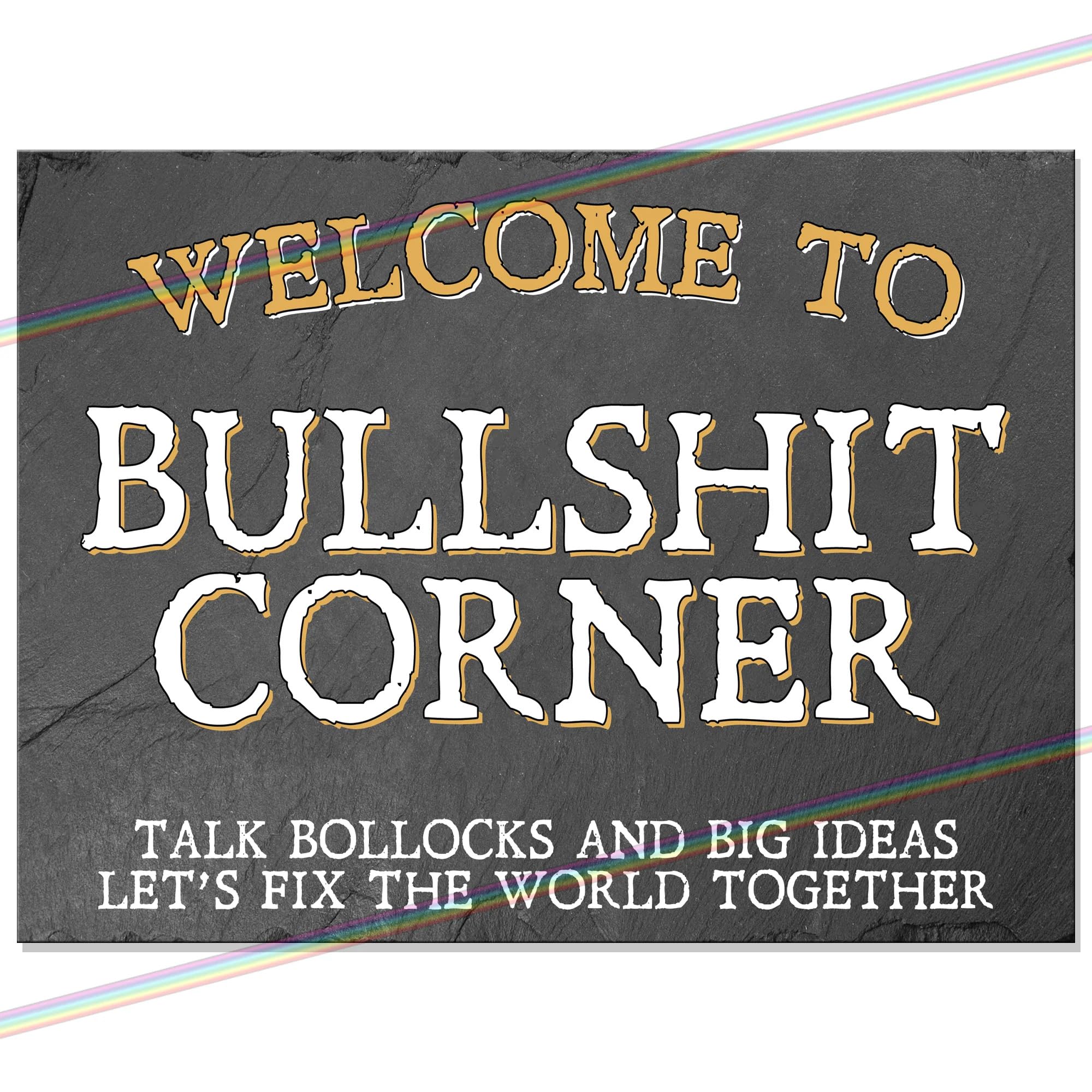 Welcome To Bullshit Corner | Funny Metal Bar Sign | Retro Pub Plaque | 20x15cm | Retro Home Pub Accessories, Vintage Wall Plaque, Man Cave Garden Shed Decor, Novelty Gift UK 30th 40th 50th birthday