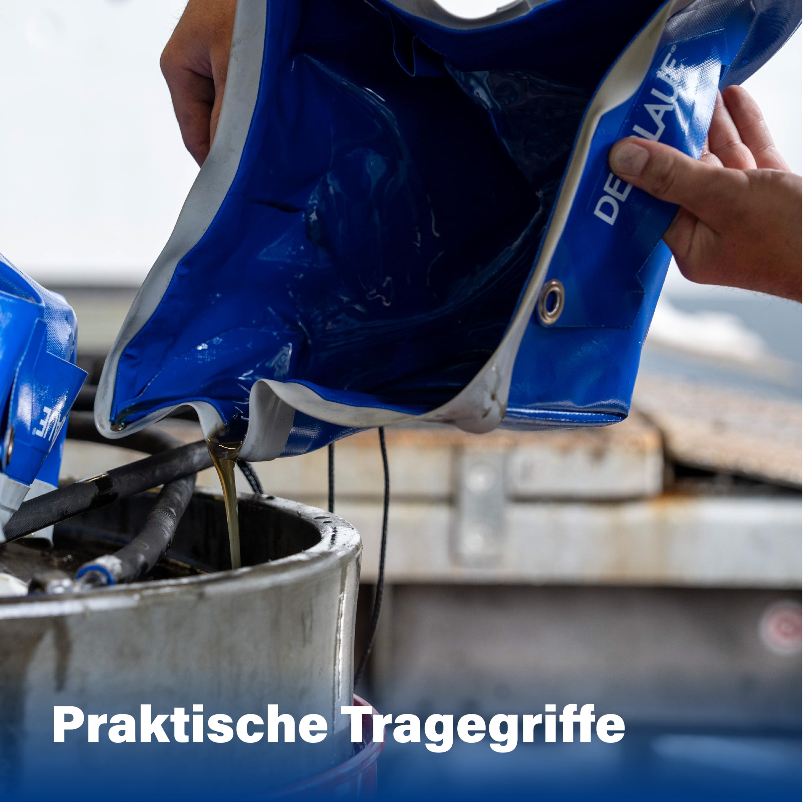 DERBLAUE® 10L Profi-Wanne flexibel – Magnetische Auffangwanne für engste Baustellen, knickbar, ideal für Ölwechsel & Heizungswartung