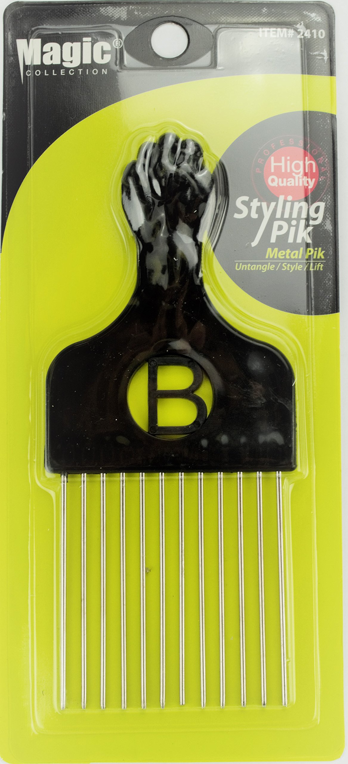 Pro Grade Magic Hair Pick Afro Pick Styling Pik Metal Pik (Pack of 3) 6.65 Inch