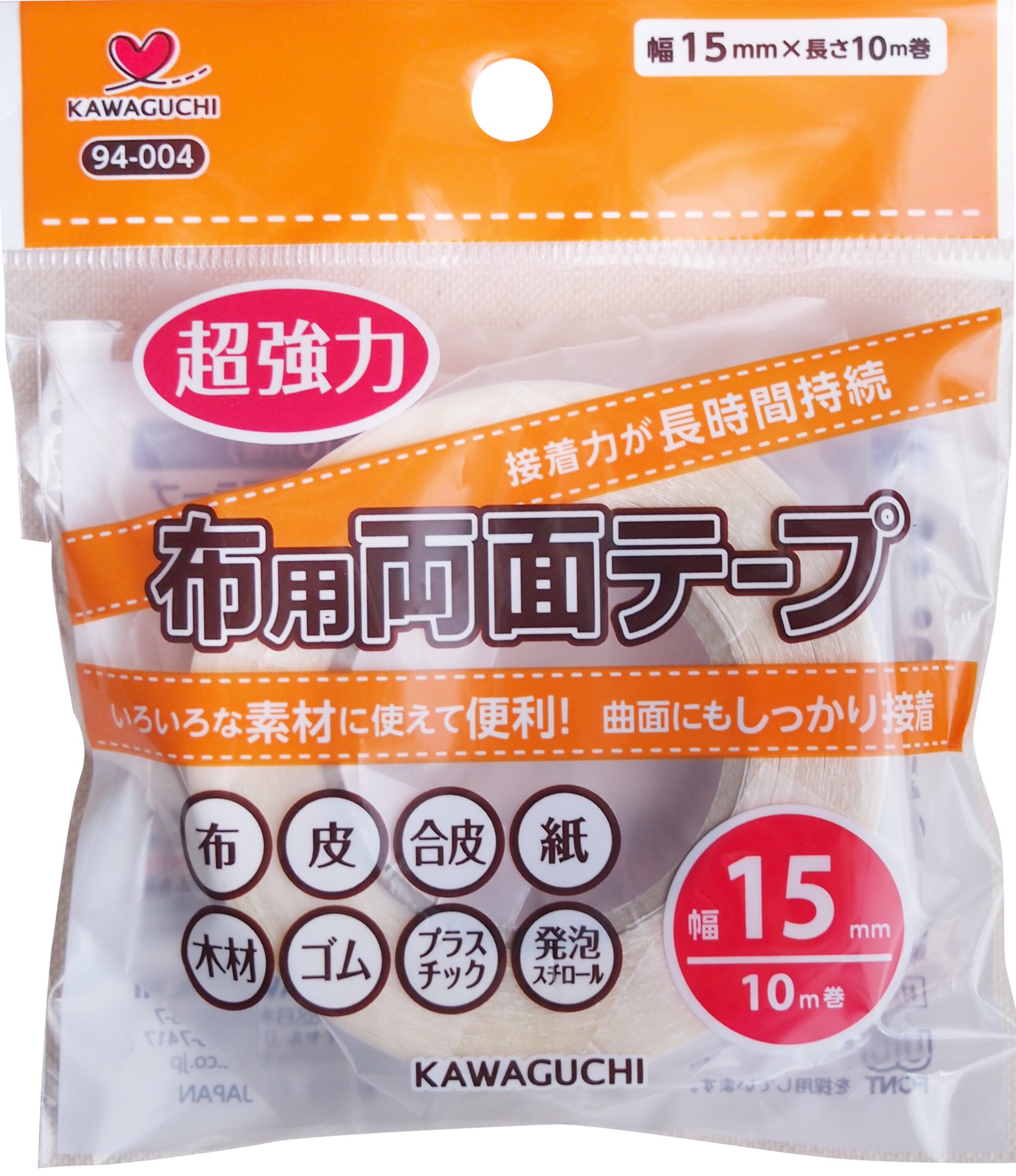 Double-sided tape transparent 10m winding width 15mm for estuary super strong cloth