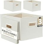 DECOMOMO Storage Baskets for Shelves Robust Closet Storage Bins for Clothes, Books, Organization (Pack of 3 - Beige)