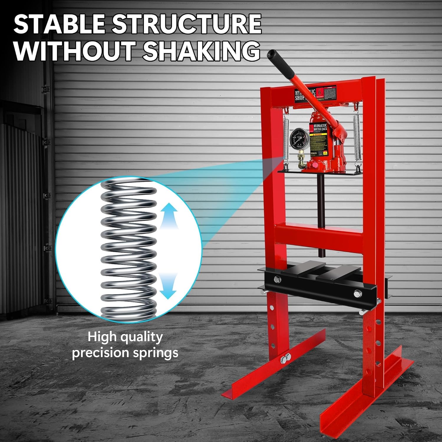 6 Ton Hydraulic Shop Press, Heavy Duty h-Frame Floor Stand Bench Press with Manual Jack, for Bearing Removal, Straightening, u-Joint, Punches & Rivets, Max 6-Ton Force, 2-Position Plates