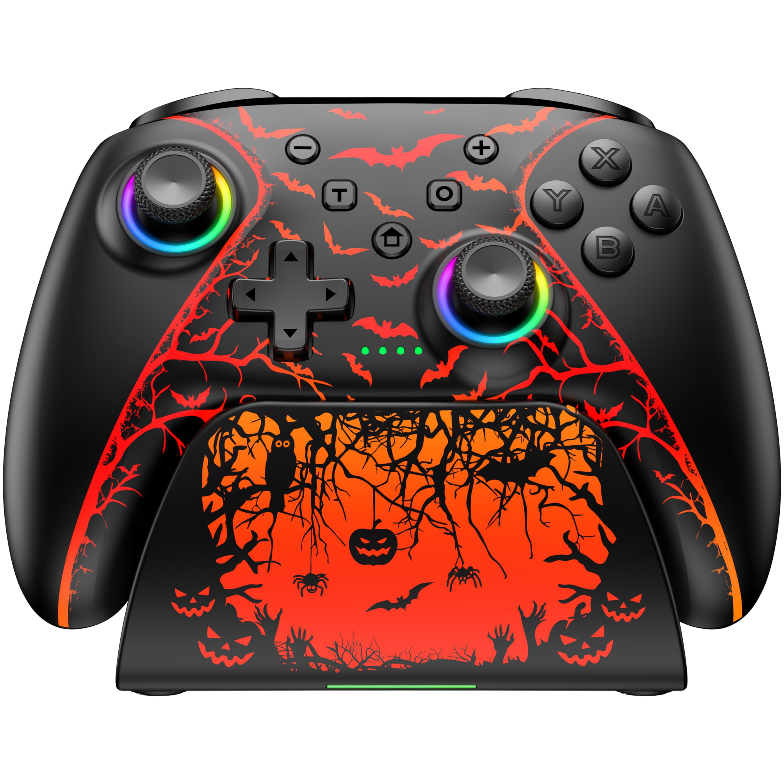 Switch 2 Controller für Switch/Switch OLED/Switch Lite,RGB Lichteffekte Pro Controller Wireless mit Ladestation und Turbo, Bluetooth Gamepad mit Hall Joystick Trigger Kein Drift und Dead Zones,Farbe