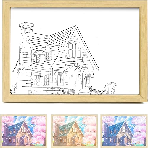 VXXCK Decoración de pintura de iluminación, marco de fotos LED con 3 temperaturas de color, pintura de luz nocturna para dormitorio, sala de estar,