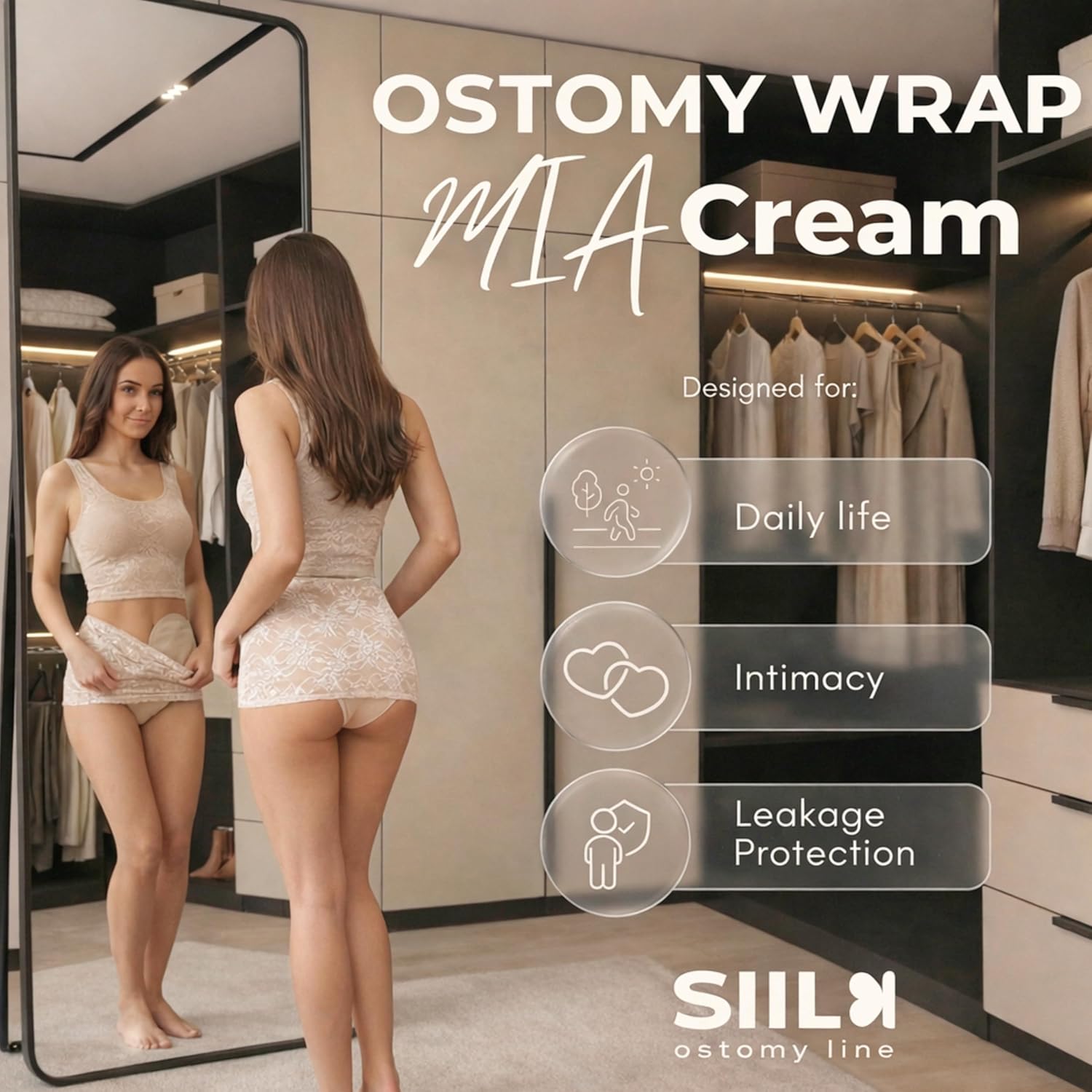 SIIL Ostomy bag Covers for Women | Stealth Colostomy Wrap for abdomen | Stoma Belt Opening for Stoma | Urostomy | Ileostomy | Colostomy | Waist Bag | Made In EU - Image 2