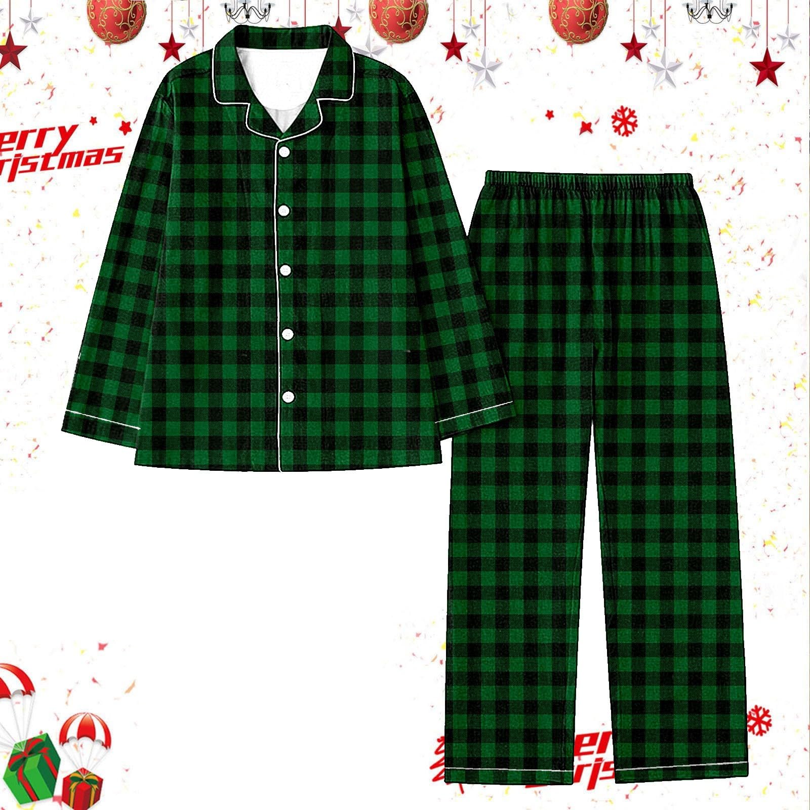 Générique Ensemble Pyjama Femme en Tissu Tartan Doux et Respirant, Haut à Manches Longues Confortable pour Nuit paisible, Tenue de détente Chaude et légère, Taille L à XXXL