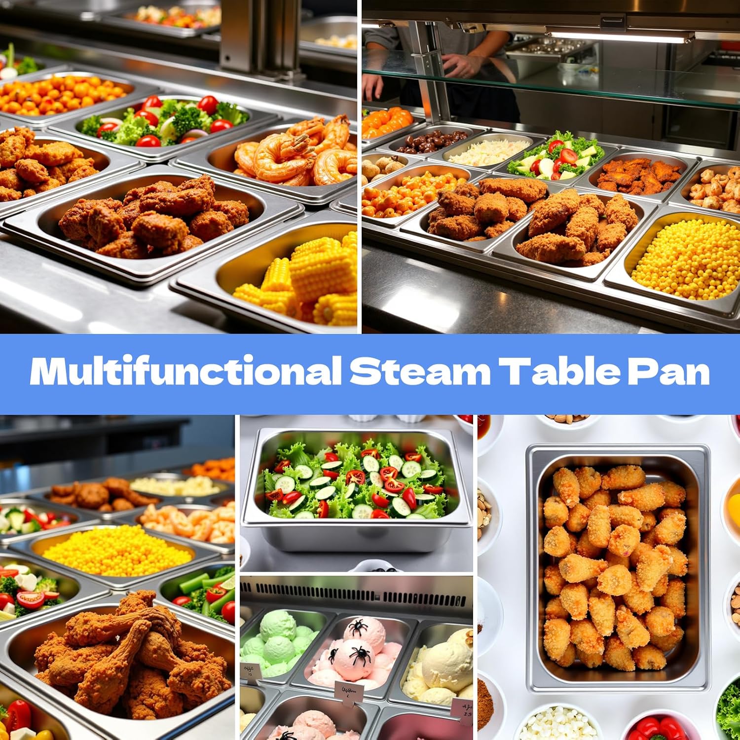 4 Pack Hotel Pans, 1/2 Size 2.5 Inch Deep Stainless Steel Steam Table Pan, Half Size Catering Food Pans, Catering Food Storage Metal Pan for Home Party Hotel Buffet Restaurant - Image 7