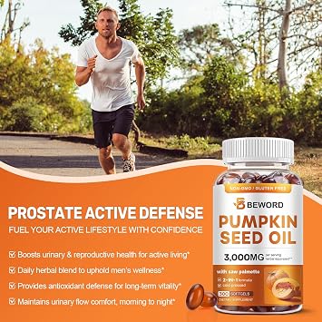 Pumpkin Seed Oil with Saw Palmetto Softgels, 3000mg Per Serving, 600 Softgels | Cold-Pressed with Essential Fatty Acids & Phytosterols | Supports Hair, Urinary, Bladder & Prostate Health | Non-GMO