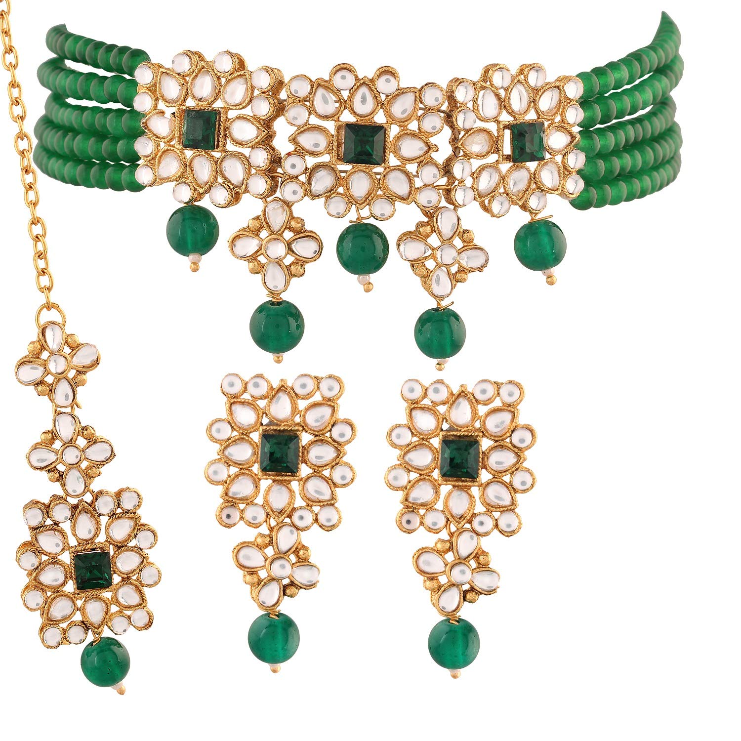 See full amazon price history chart for I Jewels 18K Gold Plated Traditional Pearl & Kundan Studded Choker Necklace Jewellery Set with Earrings & Maang Tikka for Women (ML224G-1) I Jewels 18K Gold Plated Traditional Pearl & Kundan Studded Choker Necklace Jewellery Set with Earrings & Maang Tikka for Women (ML224G-1) (B08YF1XCSX) Amazon Price History, Amazon Price Tracker