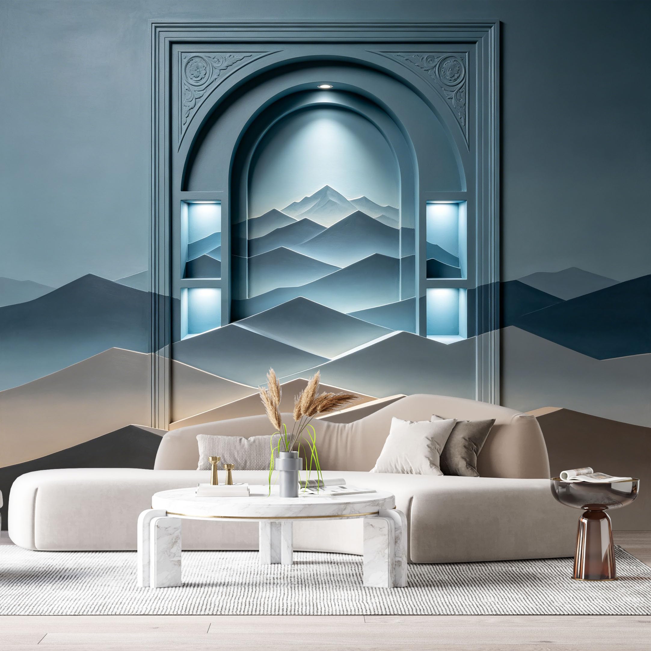 Custom Size Wall Murals Surreal Archway Mountain Landscape Abstract 3D Trompe L'Oeil SelfAdhesiveWall Fabric Removable Wallpaper Wall Decor for Living Room Bedroom Bathroom