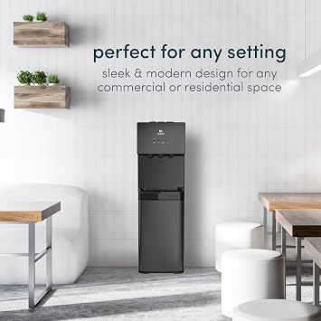 Avalon A3BLK Self Cleaning Bottom Loading Water Cooler Dispenser, 3 Temperature-UL/Energy Star Approved-Black Stainless Steel, 5 Gallons